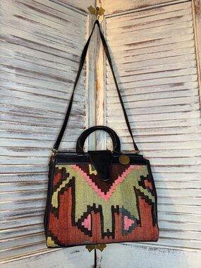 American Angel Kilim Leather Doctor Bag Satchel 90s Boho